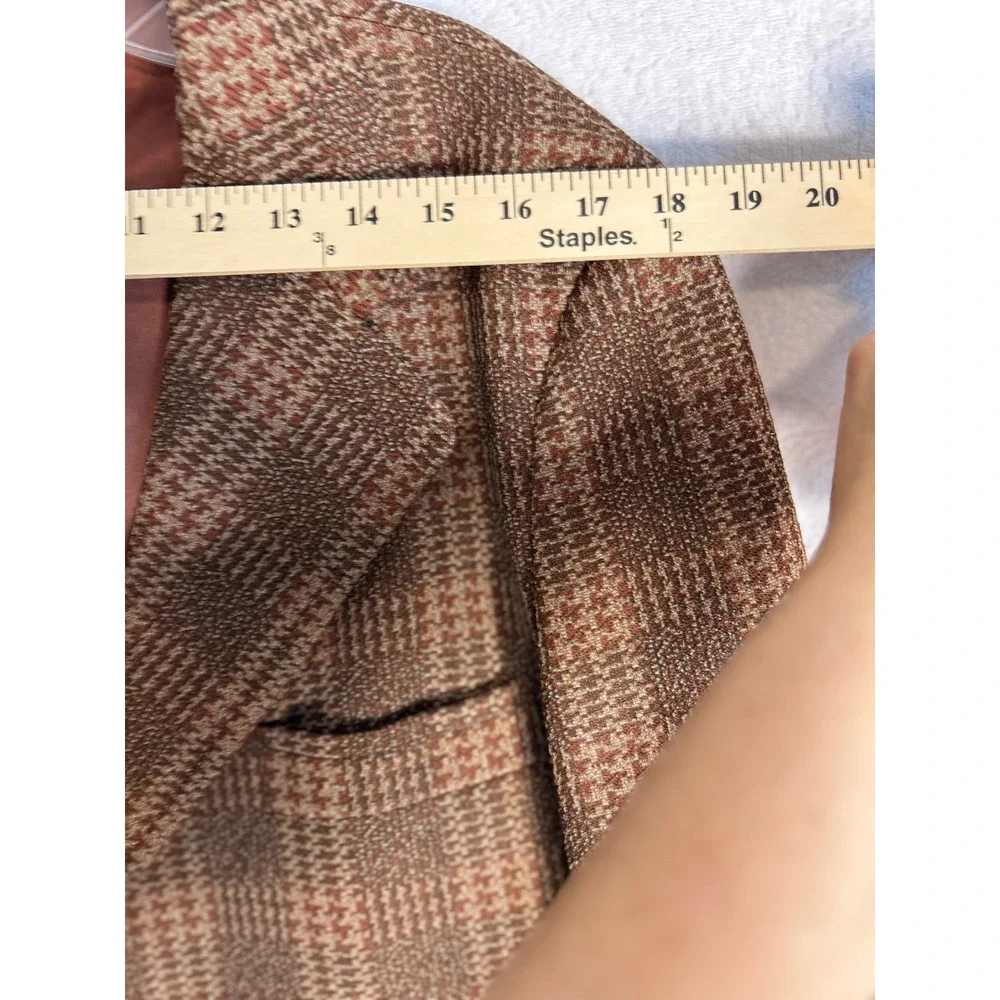Oakmont Vintage Mens Brown Plaid Two Button Blazer Sport Coat size 44S see pics